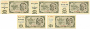 50 złotych 1948 - EL - z nadrukami okolicznościowymi (5szt)