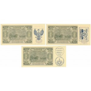 50 zloty 1948 - EL - with commemorative prints (3pcs)