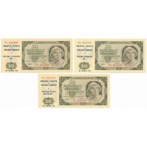 50 zloty 1948 - EL - with commemorative prints (3pcs)