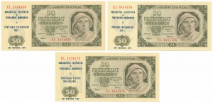 50 złotych 1948 - EL - z nadrukami okolicznościowymi (3szt)