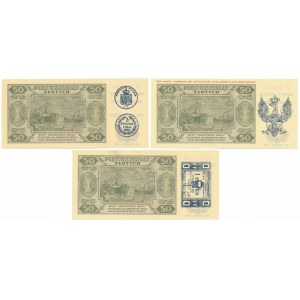 50 złotych 1948 - EL - z nadrukami okolicznościowymi (3szt)