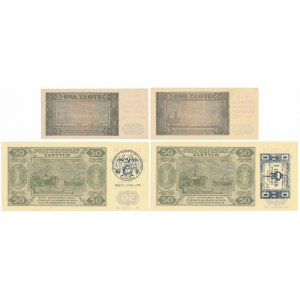 2 i 50 złotych 1948 - z nadrukami okolicznościowymi (4szt)
