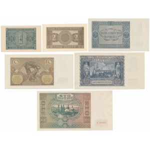 Banknoty okupacyjne 1940-1941 - PIĘKNE stany (6szt)