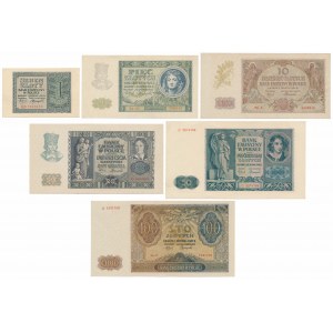 Zestaw banknotów okupacyjnych 1940-1941 (6szt)