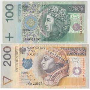 100 und 200 Zloty 1994 - ZA - Ersatzserie (2 Stck.)