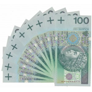 100 złotych 1994 - YC - YL - serie zastępcze (9szt)