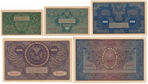Set of Polish marks 1919-1920 (5pcs)