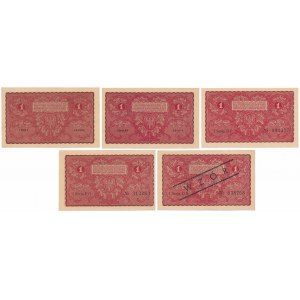 1 mkp 08.1919 - verschiedene Serien + gedrucktes MODELL (5 St.)