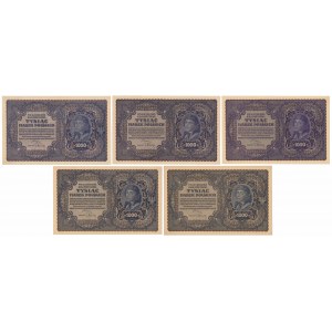 1.000 mkp 08.1919 - verschiedene Sorten (5 St.)