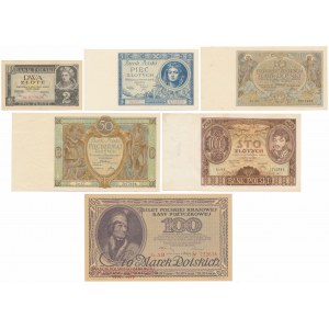 Zestaw banknotów z lat 1929-1936 i Reprint 100 mkp 1919 (6szt)