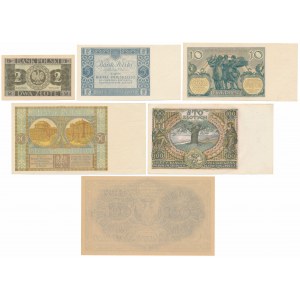 Banknotensatz von 1929-1936 und Nachdruck 100 mkp 1919 (6 Stück)