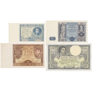 Zestaw od 5 do 500 złotych 1919-1936 (4szt)