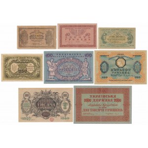 Ukraina, zestaw banknotów 1918-1919 (8szt)