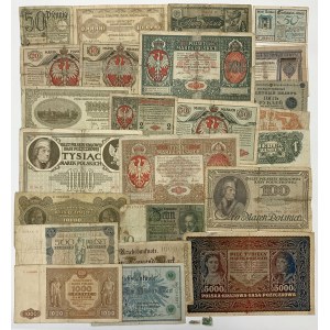 Zestaw banknotów głównie Polska, w tym rzadsze (24szt)