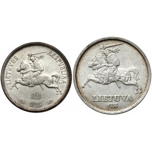 Litauen, 5 litai 1925 und 10 litu 1936, Satz (2Stück)