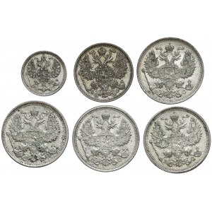 Russland, Nikolaus II, 5 - 20 Kopeken 1913-1916, Satz (6 Stück)