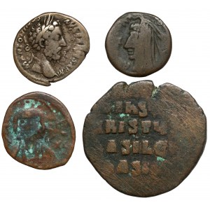 Grecja, Rzym i Bizancjum, zestaw monet (4szt)