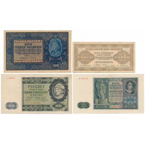Satz polnischer Banknoten 1919-1941 (4 Stck.)