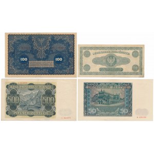 Satz polnischer Banknoten 1919-1941 (4 Stck.)