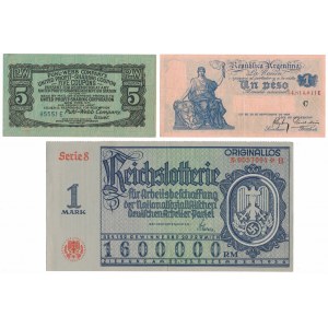 Reichslotterie, Phul-Webb Company's 5 Becher, Argentinien 1 Peso (3Stück)
