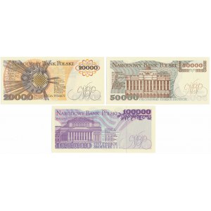 Zestaw 20.000, 50.000 i 100.000 zł 1989-1993 (3szt)