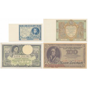 Banknoty polskie 1919-1930 i Reprint 100 mkp 1919 (3szt)