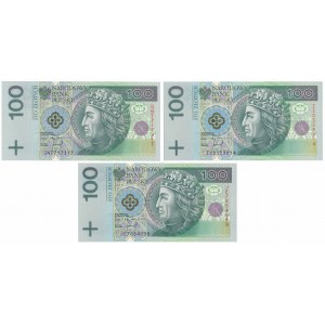 100 złotych 1994 - GN, IX, JE (3szt)