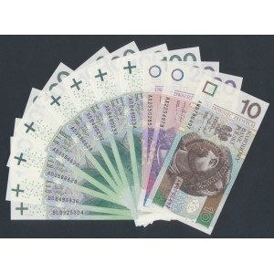 Set of 10, 20 and 100 zloty 2012-2016 - various series (11pcs)