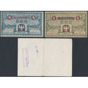 Krakau, 1/2 und 1 Krone + NBP-Transitgutschein für Rumänien - 150 PLN (3 St.)