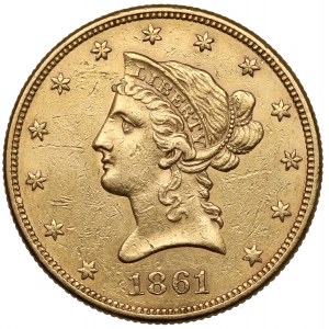 USA, $10 1861 - Freiheitskopf
