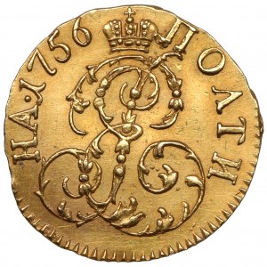 Russia, Elisabeth, Poltina in gold 1756, Moscow