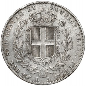 Włochy, Sardynia, Carlo Alberto, 5 lir 1836 P