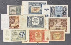 Zestaw banknotów polskich z lat 1931-1946 (9szt)