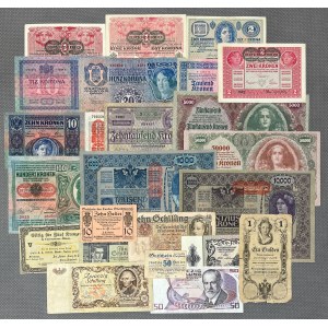 Austria, zestaw banknotów i bonów (23szt)