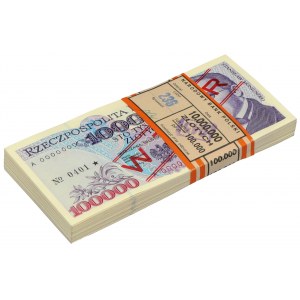 Paczka bankowa 100.000 zł 1993 - WZÓR - A 0000000 - No.0401-0500