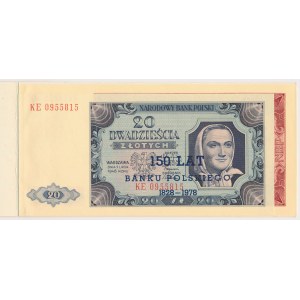 20 i 100 zł 1948 z nadrukiem 150 Lat Banku Polskiego w folderze