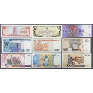 Ameryka Południowa, zestaw banknotów MIX (9szt)