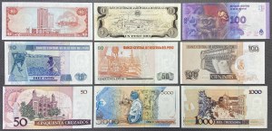 Ameryka Południowa, zestaw banknotów MIX (9szt)