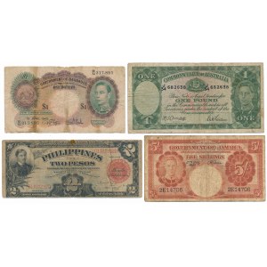 Wspólnota Brytyjska i Filipiny, zestaw banknotów (4szt)