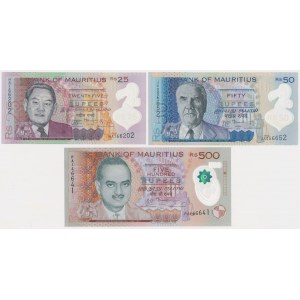 Mauritius, 25, 50 & 500 Rupees 2013 - polymers (3pcs)