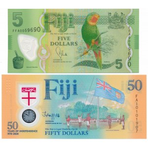 Fiji, 5 & 50 Dollars - polymers (2pcs)