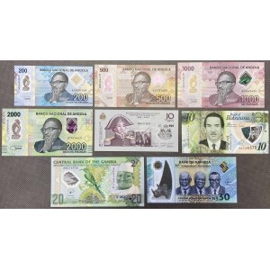 Afryka, zestaw banknotów polimerowych (8szt)