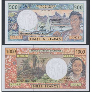 Französische Pazifikgebiete, 500 und 1.000 Francs (1992-96) - Satz (2 St.)