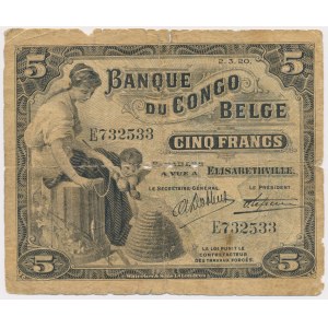 Belgian Congo, 5 Francs 1920