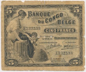 Belgisch-Kongo, 5 Francs 1920