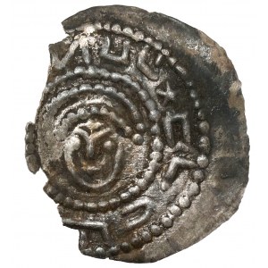 Konrad Mazowiecki (po 1222r.), Brakteat hebrajski - głowa na wprost z kulistą fryzurą