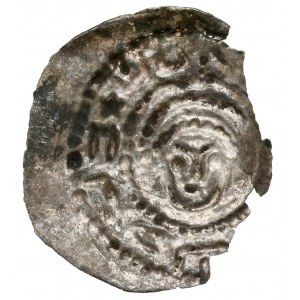 Konrad Mazowiecki (po 1222r.), Brakteat hebrajski - głowa na wprost z kulistą fryzurą