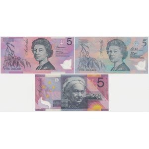 Australia, 5 Dollars 1992-2005 - Polymers (3pcs)