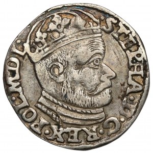 Stefan Batory, Trojak Olkusz 1585 - initials GH