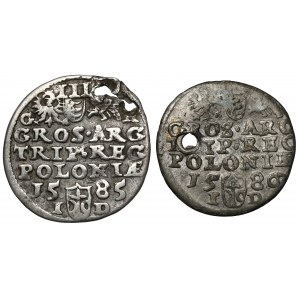 Stefan Batory, Trojak Olkusz 1585-1586, set (2pcs)